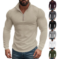 Half Zipper Small Plaid Casual Stand Collar Long Sleeve Sweater