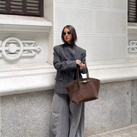 Womens Plaid Stand Collar Single-Breasted Long-Sleeve Casual Blazer