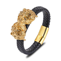 Mens Jewelry Titanium Steel Stainless Steel Black Leather Cord Bracelet