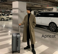 Men's Trench Coat British Style Single Row Woolen Fabric