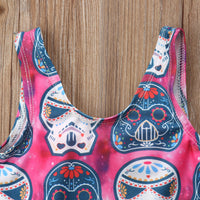 Girls Bikini Cartoon Skull Pattern Swimsuit