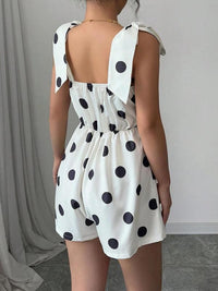 New Womens Shapewear Bodysuit With Polka-Dot Print And Lace-Up Details