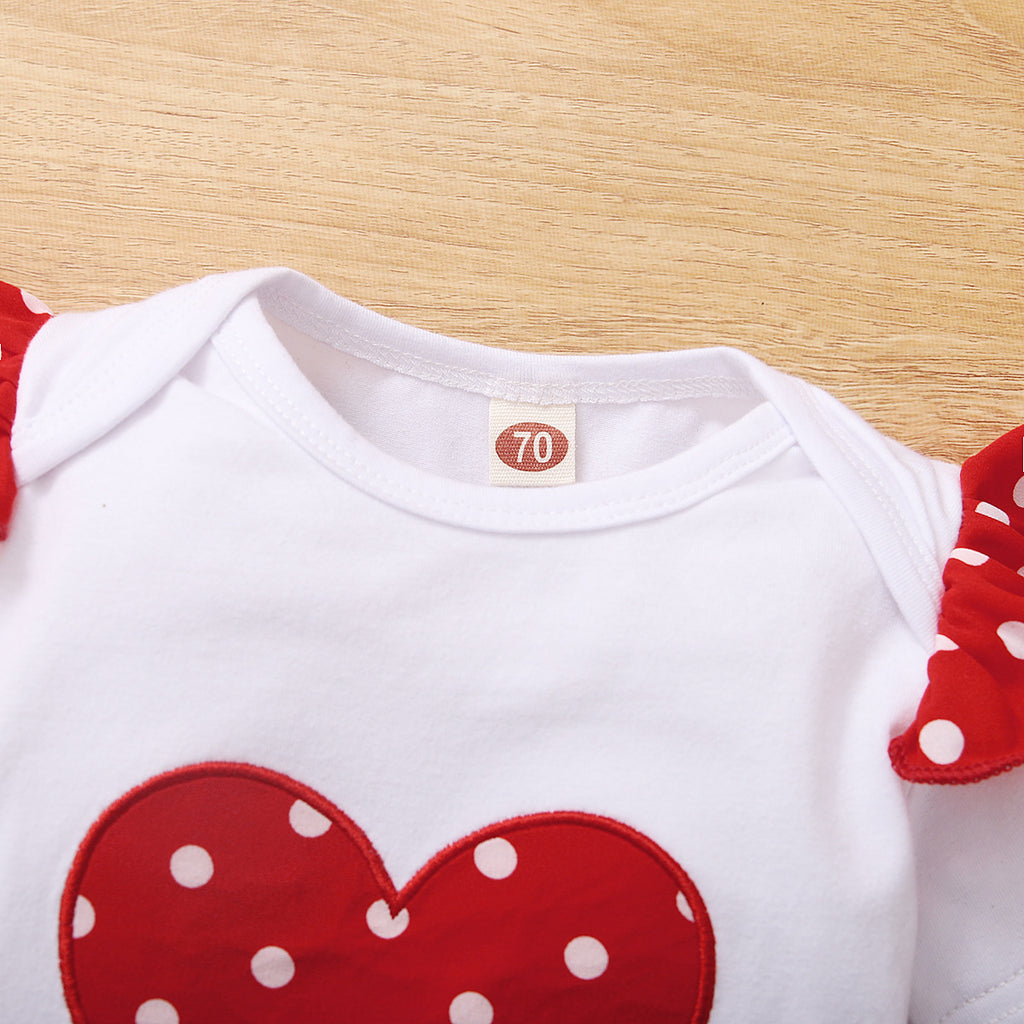 Children's Love Short Sleeves And Dots Headscarf Pajamas