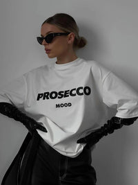 Women's Clothing Round Neck White Loose All-match Letters Printed Short-sleeved Top Outer Wear