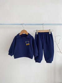 Baby Bear Lapel Sweater Two-piece Set