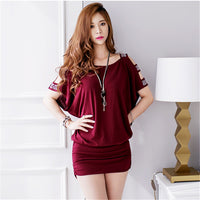 Womens Fashion Off-Shoulder Plus-Size Loose Dress