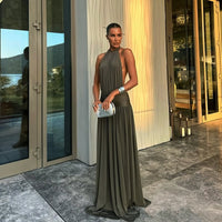 Halter Dress Womens Halter Backless A-Line Dress