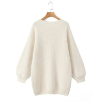 V-neck Backless Lace-up Midi Sweater For Women