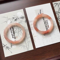 Ice-Translucent Lotus-Pink Quartzite Jade Round-Bar Noble Consort Jade Bracelet