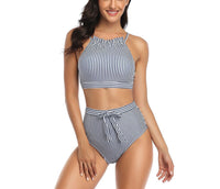 Striped two-piece swimsuit