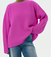 Spring And Autumn Loose Solid Color Knitted Pullover Sweater