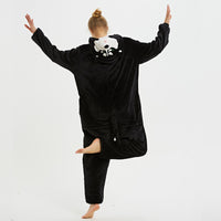 Black Husky High-end One-piece Pajamas For Men And Women