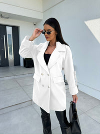 Winter Solid Color Fashion All-match Double-breasted Woolen Coat Women's Clothing