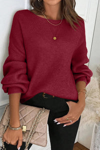 Women's Knitted Backless Bow Drop-shoulder Sweater