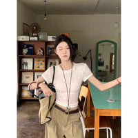 Women's Hollow-Out Strap Short-Sleeve Top