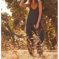 Women Zipper Pocket Suspender Trousers Jumpsuit