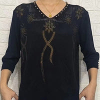 Fashion Ice Silk Sweater Three-quarter Sleeve Pullover Top For Women