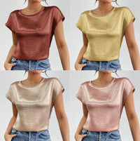 Casual Solid Color Short-Sleeve T-Shirt Women's Top