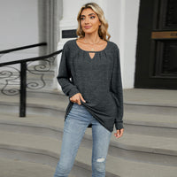 Solid Color Loose Long Sleeve T-shirt Fashion Casual Tops For Women Clothing