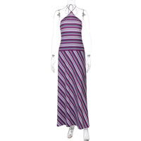 Womens Backless Long Loose-fitting Dress