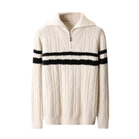 Thickened Zipper Lapel High Collar Loose Sweater