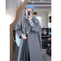 Womens Stylish Mid-length Gray Wool Coat
