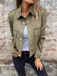 Suede Coat Lapel Long Sleeve Jacket