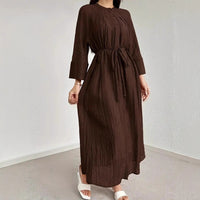 Stand-up Collar V-neck Batwing Sleeve Long-sleeve Dress