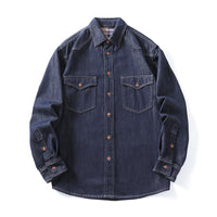 Simple Versatile Plus-Size Raw-Color Denim Shirt For Men
