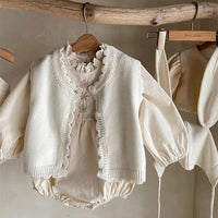 Spring And Autumn Baby Embroidered Lace Long-sleeved Jumpsuit Romper