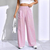 Womens Striped Plaid Printed Wide-Leg Pants