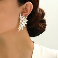 Luxury Crystal Wing Stud Earrings Statement Rhinestone Sparkly Elegant Jewelry For Women Party Wedding Bridal Prom
