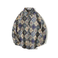 Men's Loose-fitting Autumnwinter Wear Japanese Woolen Coat Retro Long-sleeved Shirt