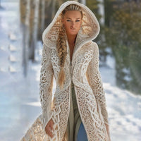 Ladies' Fashionable 3D Digital Printed Round Neck Loose Coat