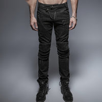 Mens Motorcycle Denim Jeans With Swinging Knee Design In Dune Steampunk Armor Style