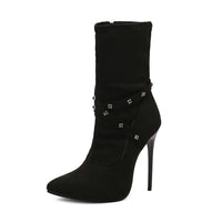 Womens European-style Mid-calf Boots With Slender High Heels