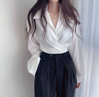 Retro Waist-controlled Slimming Lace-up Single-breasted Short Shirt