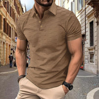 Solid Color Men's Button Jacquard Short Sleeve