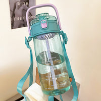Double Drinking Straw Large Water Bottle Toilet Handle Carry Plastic Water Cup