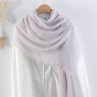 Solid Color Pleated Cotton And Linen Scarf Monochrome Women's Hair Towel Crumpled Burrs