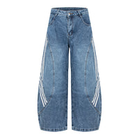 American-style Vintage Womens Wide-leg Denim Jeans