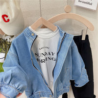 Girls Short Jean Jacket Fashionable Spring And Autumn