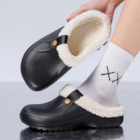 Mens Fleece-Lined Cotton Slippers For Home