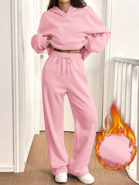 Womens Casual Warm Hooded Top And Pants Set