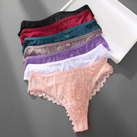 Womens Sexy Hollowed-Out Lace And Mesh Patchwork Thong