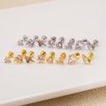 Fashion Heart-shaped Zircon Butterfly Stainless Steel Thin Rod Single Head Ear Bone Stud