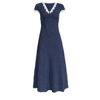French-style Lace-trimmed Patchwork Dress For Women