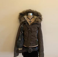 Womens Short Jacket With A Fur-trimmed Hood