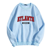 Women's Printed Round Neck Long Sleeve Baseball Uniform Loose Plus Size Fleece Lined Warm Top