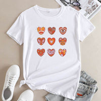 Women's Fashion Letter Print Cotton Round Neck Short Sleeve